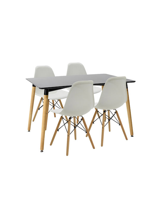 Dining Room Natali / Julita 5pcs Black / White ...