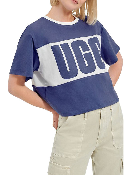 Jordene Colorblocked Logo Γυναικείο Καλοκαιρινό Crop Top Βαμβακερό Κοντομάνικο Μπλε