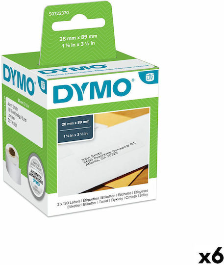 Dymo 99010 130 Self-Adhesive Label Rolls for Label Printer 89x28mm 6pcs