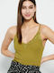 Funky Buddha Women's Athletic Blouse with Straps Olive Oil