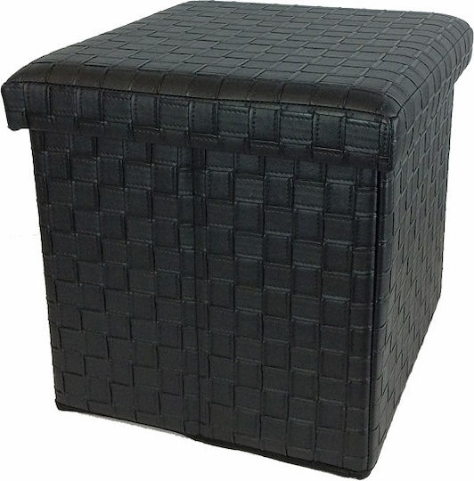 Scaune Camera de zi Cu spațiu de depozitare Tapițat cu Piele Ecologică Negru 38x38x37buc