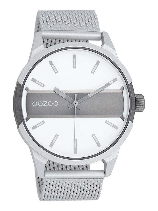 Oozoo Timepieces Men's Watch 48mm Battery with Silver Metal Bracelet