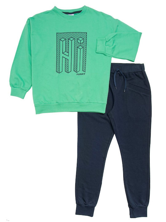 Funky Copilăresc Set de pantaloni de trening Verde 2buc