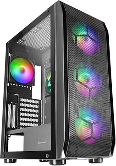 Mars Gaming MC-KX Gaming Midi Tower Computer Case with Side Window and RGB Lighting Black