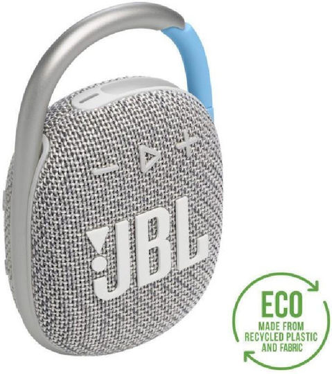 JBL Clip 4 Eco Αδιάβροχο Ηχείο Bluetooth 5W με Διάρκεια Μπαταρίας έως 10 ώρες Λευκό