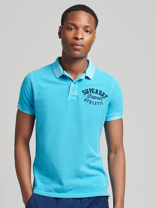 Superdry Ανδρικό T-shirt Polo Γαλάζιο