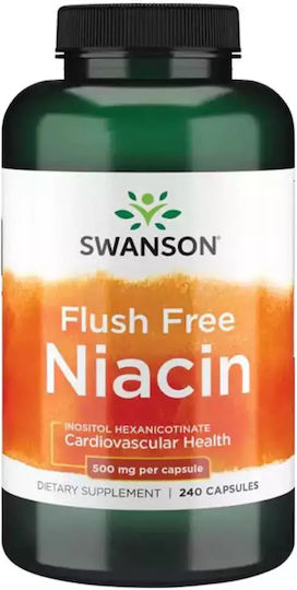 Swanson Flush Free Niacin Βιταμίνη για την Υγεία του Νευρικού Συστήματος 500mg 240 κάψουλες