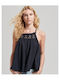 Superdry Vintage Cami Women's Summer Blouse with Straps & Tie Neck Navy Blue