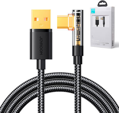 Joyroom S-UC027A6 Angle (90°) / Braided USB 2.0 Cable USB-C male - USB-A male Μαύρο 1.2m