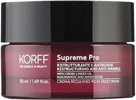 Korff Supreme Pro Rich Αντιγηραντική Κρέμα Προσώπου με Υαλουρονικό Οξύ & Νιασιναμίδη 50ml
