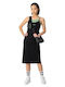 Summer Midi Athletic Dress with Spaghetti Straps Black