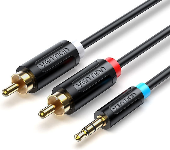 Vention Καλώδιο Ήχου 3.5mm male - 2x RCA male Μαύρο 5m με Επίχρυσους Ακροδέκτες BCLBJ