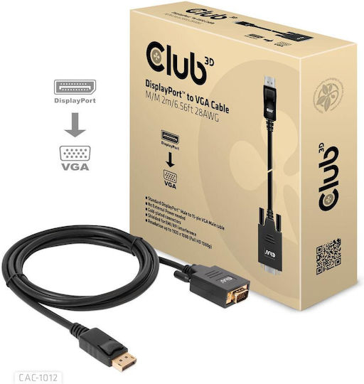 Club3D Cable DisplayPort male - VGA male 2m Μαύρο (CAC-1012)