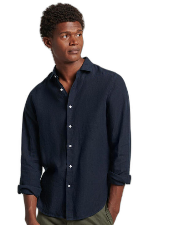 Superdry Stud Linen Μακρυμάνικo Λινό Πουκάμισο ...