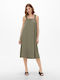 Only Sommer Midi Kleid mit Rüschen Olive