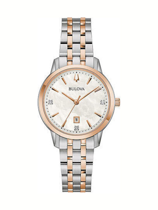 Bulova Classic Γυναικείο Ρολόι 31mm Μπαταρίας με Ασημί Μεταλλικό Μπρασελέ
