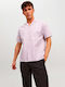 Jack & Jones Men's Shirt Short Sleeve Linen Purple