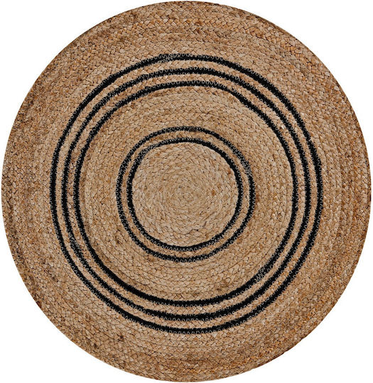 Kentia Yute Rug Round Summer from Jute 232 Beige / Black 120cm