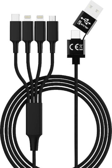 Smrter Hydra Elite 6-in-1 Braided USB to Cable Μαύρο (6-in-1)