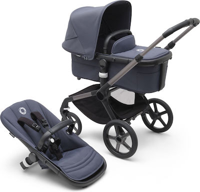 Bugaboo Fox 5 2 in 1 Adjustable 2 in 1 Baby Stroller Suitable for Newborn Graphite Stormy/Blue-Stormy Blue 9.9kg