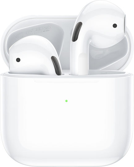 Borofone BW34 Earbud Bluetooth Handsfree Ακουστικά με Θήκη Φόρτισης Λευκά
