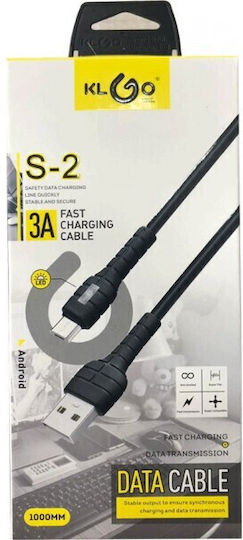 KLGO S-72 Regular USB 2.0 to micro USB Cable Μαύρο 1m (63826384949)