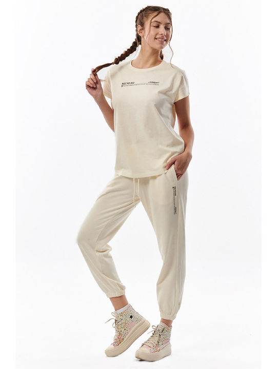 021329 Pantaloni de Trening cu elastic CREAM
