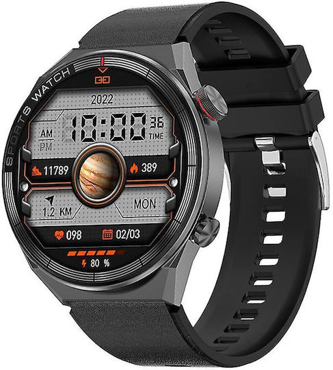 NO.1 DT3 Mate 45mm Smartwatch με Παλμογράφο (Μαύρη Κάσα / Μαύρο Λουρί Σιλικόνης)