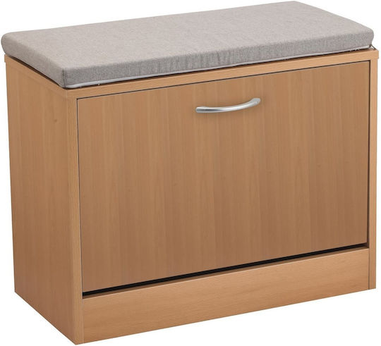 Holz Schuhschrank mit 2 Regalen Beige L60xW30xH48cm