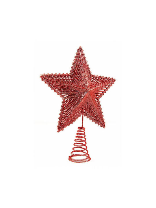 Spitze Stern Rot mit Glitzer 24x24cm