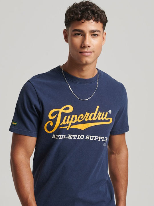 Superdry Ανδρικό T-shirt Nautical Navy με Στάμπα