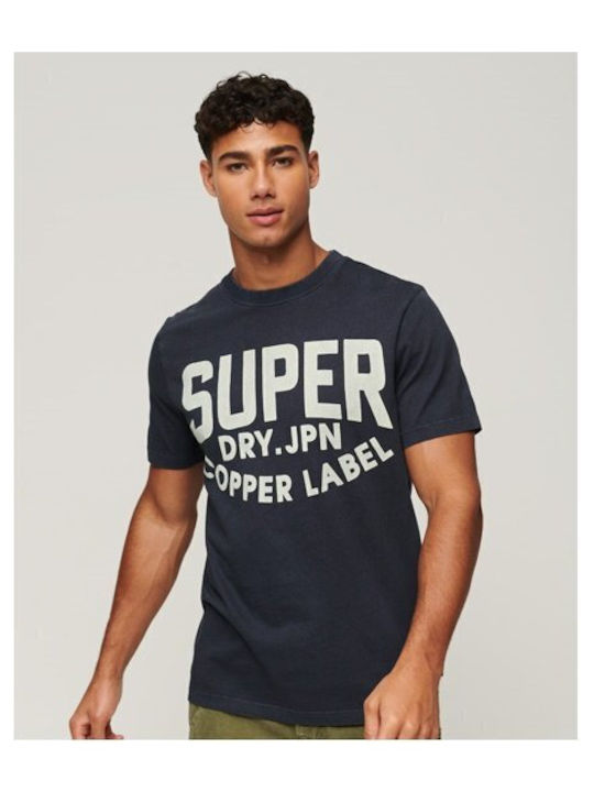 Superdry Vintage Copper Label Ανδρικό T-shirt Navy Μπλε με Λογότυπο