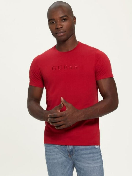 Guess T-shirt Bărbătesc cu Mânecă Scurtă Chili Red