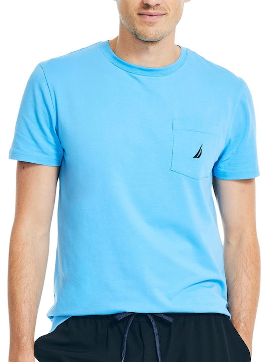 Nautica Αθλητικό Ανδρικό T-shirt Azure Blue Μονόχρωμο