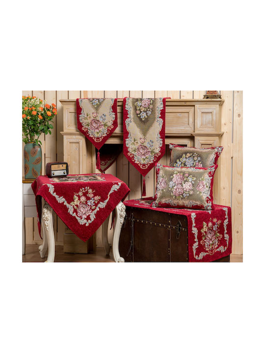 Liolios Home Sofa-Kissen Burgundisch 45x45cm