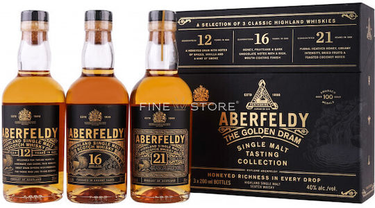 Aberfeldy Σετ Μινιατούρες Ποτών The Golden Dram Tasting Collection 3τμχ 200ml