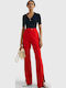 Women's High-waisted Fabric Trousers Flared Red