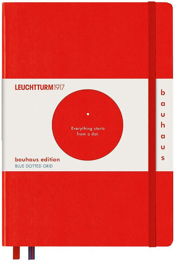 Leuchtturm1917 Bauhaus Edition Dotted Carnet A5 cu Puncte și Elastic Roșu