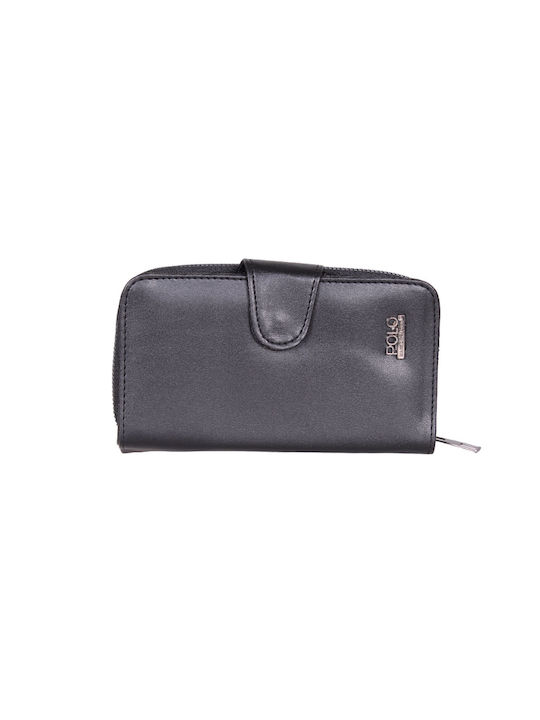 Brieftasche Damenbrieftasche aus Kunstleder schwarz