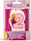 Procos Disney Princess Candle Birthday Candle Number "2" in Pink Color 82895