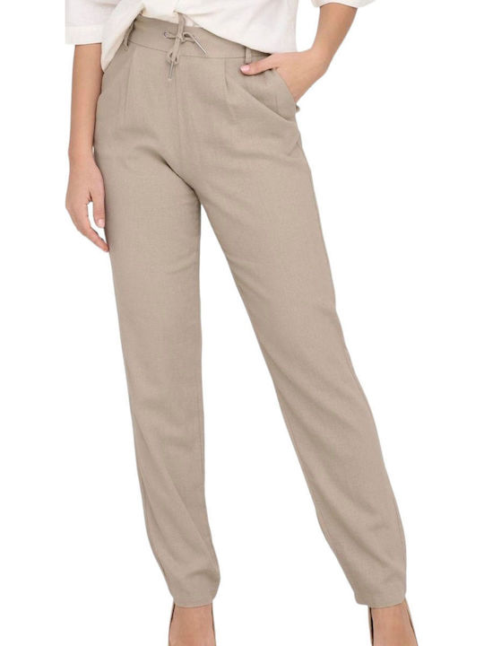 Only Poptrash Γυναικείο Λινό Παντελόνι Oxford Tan