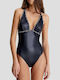 Calvin Klein One-Piece Swimsuit with Open Back Black