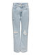 Only Women's Jean Trousers with Rips in Straight Line Light Blue Denim