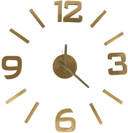 Wall Clock Sticker Plastic Gold Ø50cm