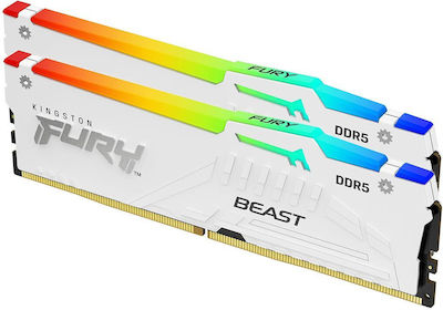 Kingston Fury Beast RGB 64GB DDR5 RAM με 2 Modules (2x32GB) και Ταχύτητα 6000 για Desktop