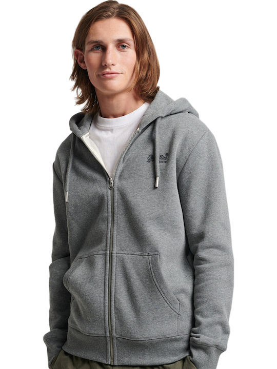 Superdry Ζακέτα με Κουκούλα Charcoal Grey Marl