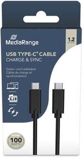 MediaRange USB 3.1 Cable USB-C male - USB-C 100W Μαύρο 1.2m MRCS214