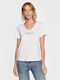 Pepe Jeans Γυναικείο T-shirt με V Λαιμόκοψη Λευκό