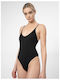 4F One-Piece Swimsuit with Open Back Black