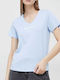 Pepe Jeans Damen T-Shirt mit V-Ausschnitt Hellblau